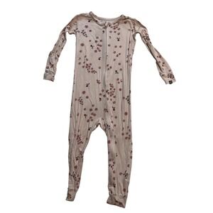 Modern Moments by Gerber Pink Floral Strawberry Zip Up Pajamas Sleeper 4T